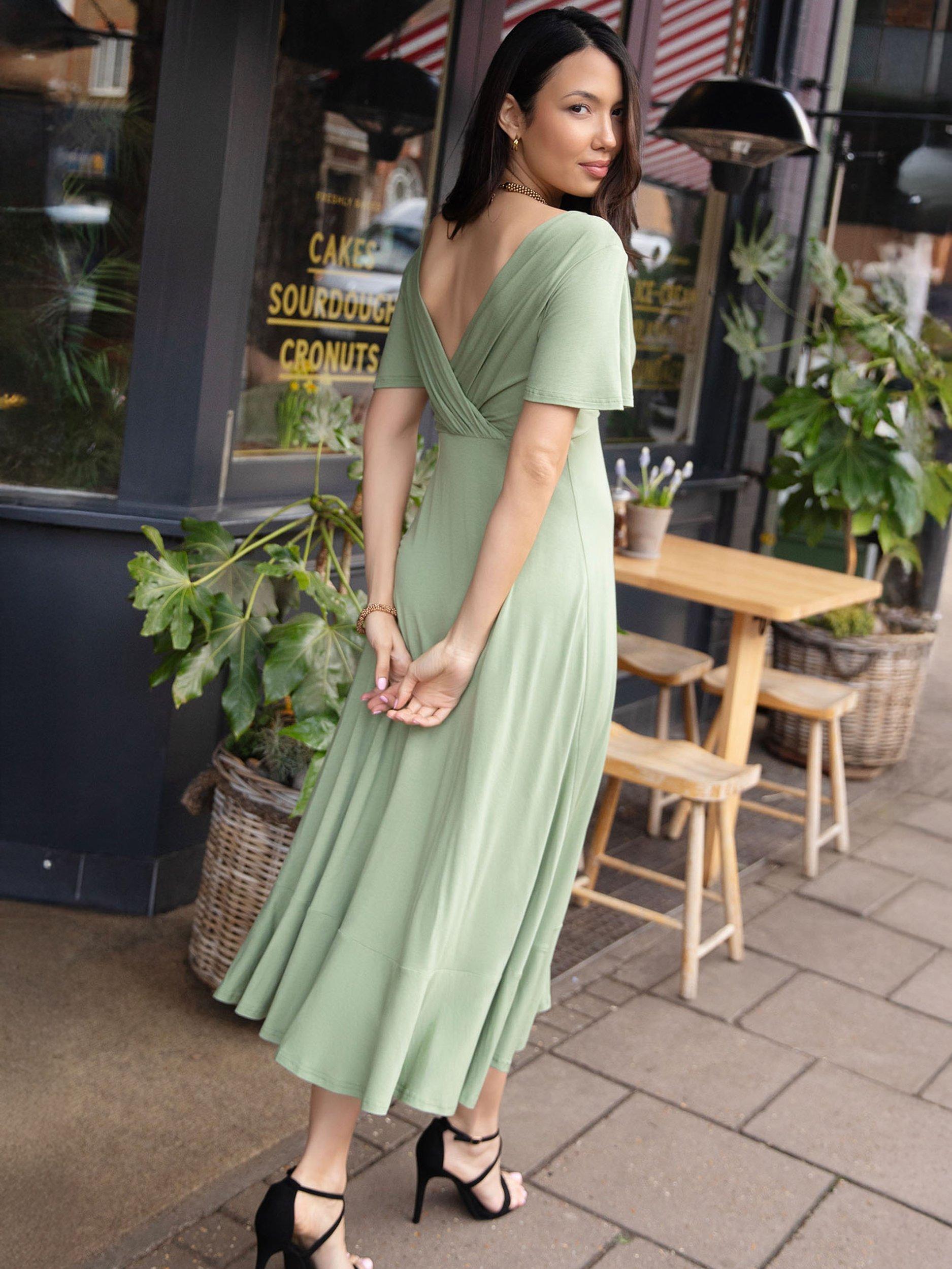 Product image 4 of 7, which shows Tiffany Rose Waterfall Maternity Dress, Pistachio, 6-8