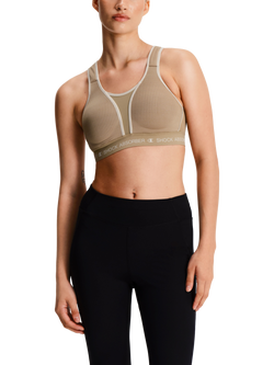 Shock Absorber Ultimate Padded Textured Sports Bra, Sand Pepper Khaki