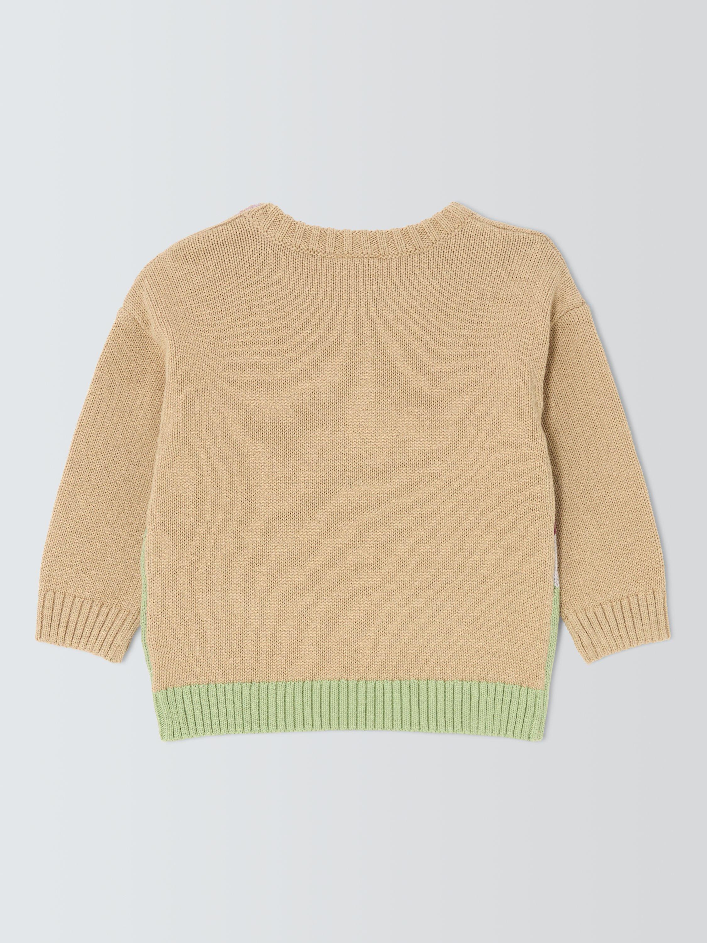 Product image 2 of 3, which shows John Lewis Baby Bunny Scene Knitted Jumper, Multi, 0-3 months
