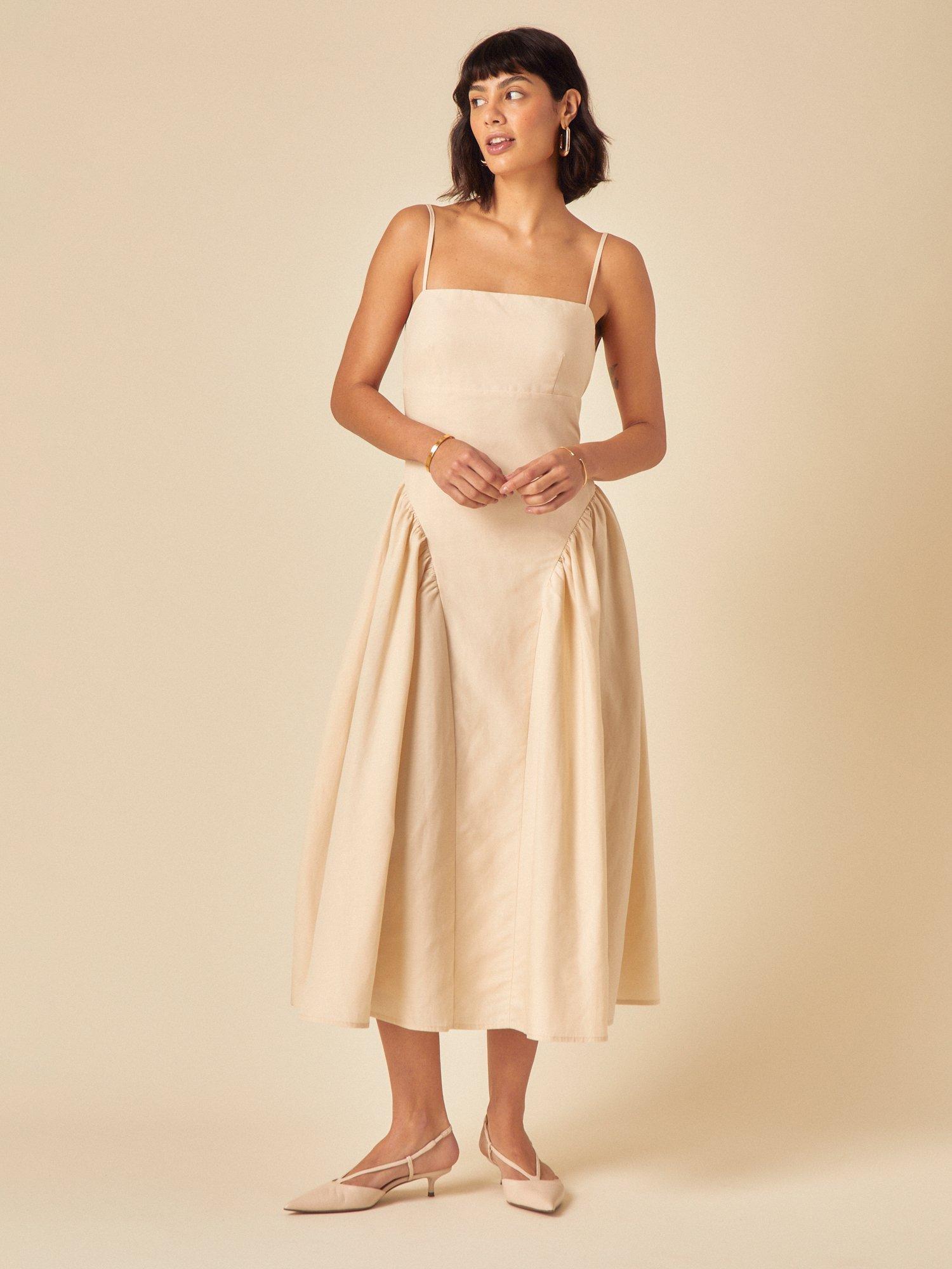 Product image 1 of 5, which shows Nobody's Child Lupin Sleeveless Midi Dress, Cream, 12
