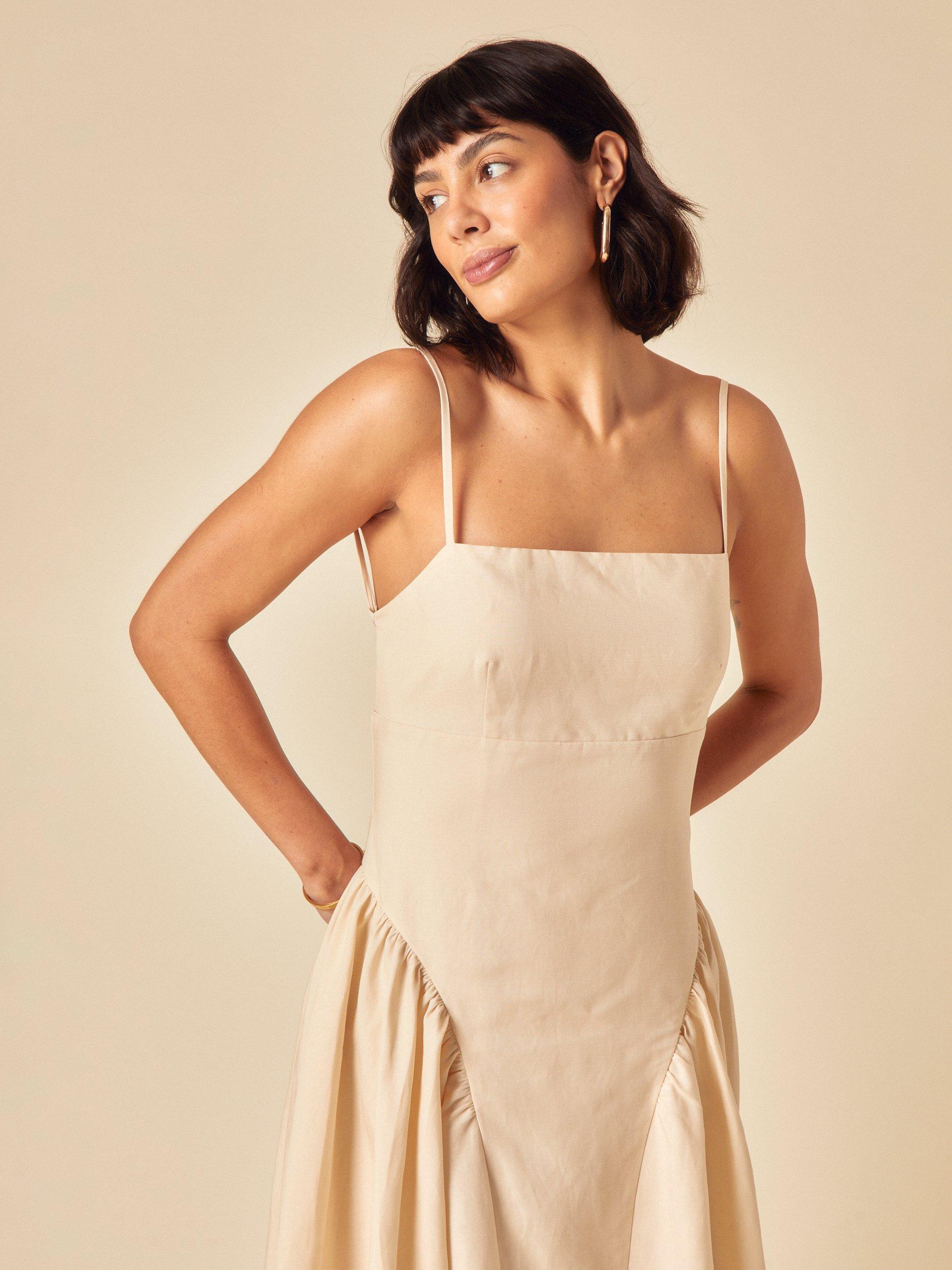 Product image 4 of 5, which shows Nobody's Child Lupin Sleeveless Midi Dress, Cream, 12
