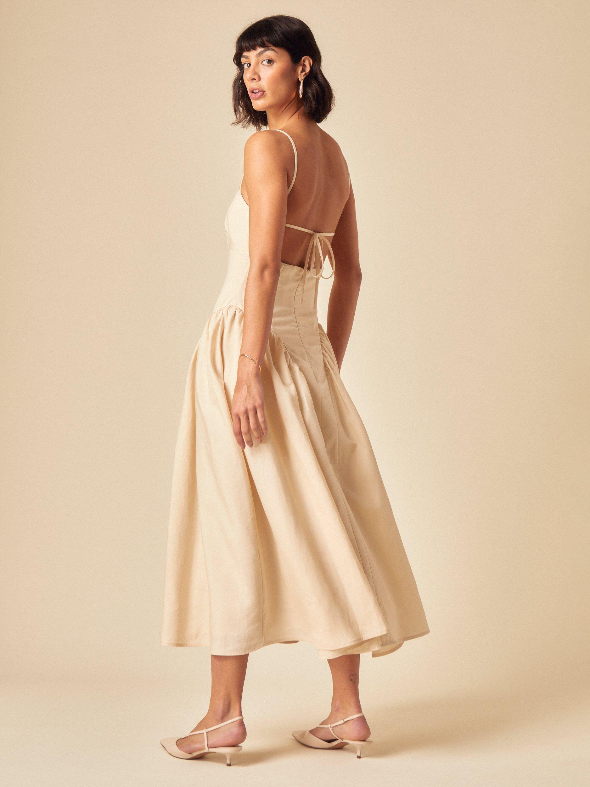 Product image 5 of 5, which shows Nobody's Child Lupin Sleeveless Midi Dress, Cream, 12