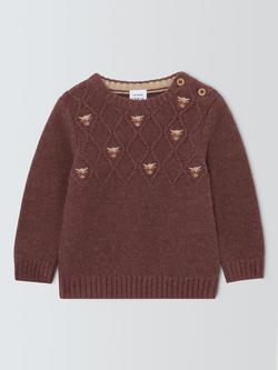 John Lewis Baby Cow Fairisle Wool Blend Knit Jumper, Brown, Brown