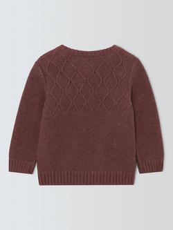 John Lewis Baby Cow Fairisle Wool Blend Knit Jumper, Brown - view 2, Brown