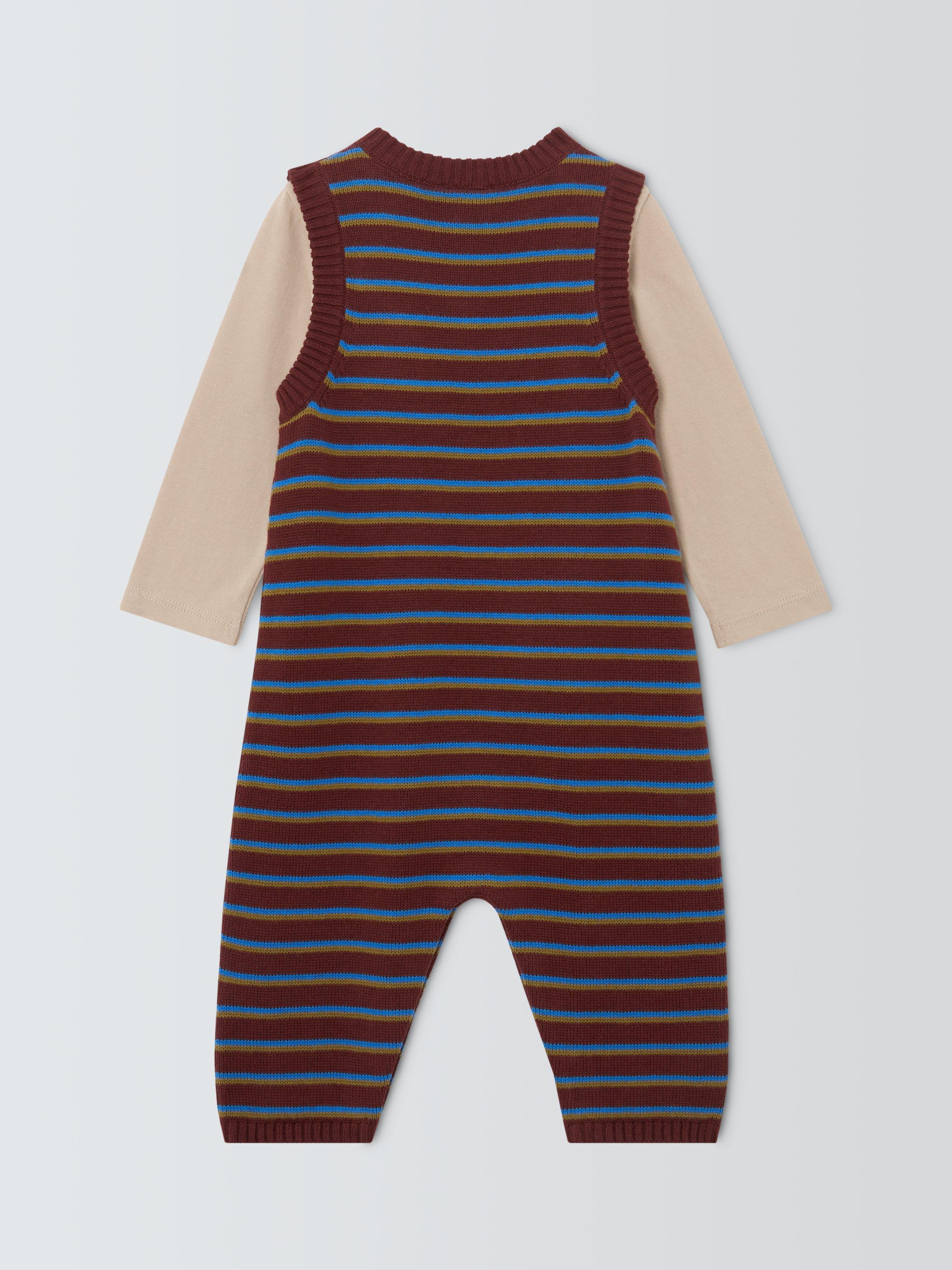 Product image 2 of 3, which shows John Lewis Baby Knitted Bear Romper & T-Shirt Set, Multi, 0-3 months