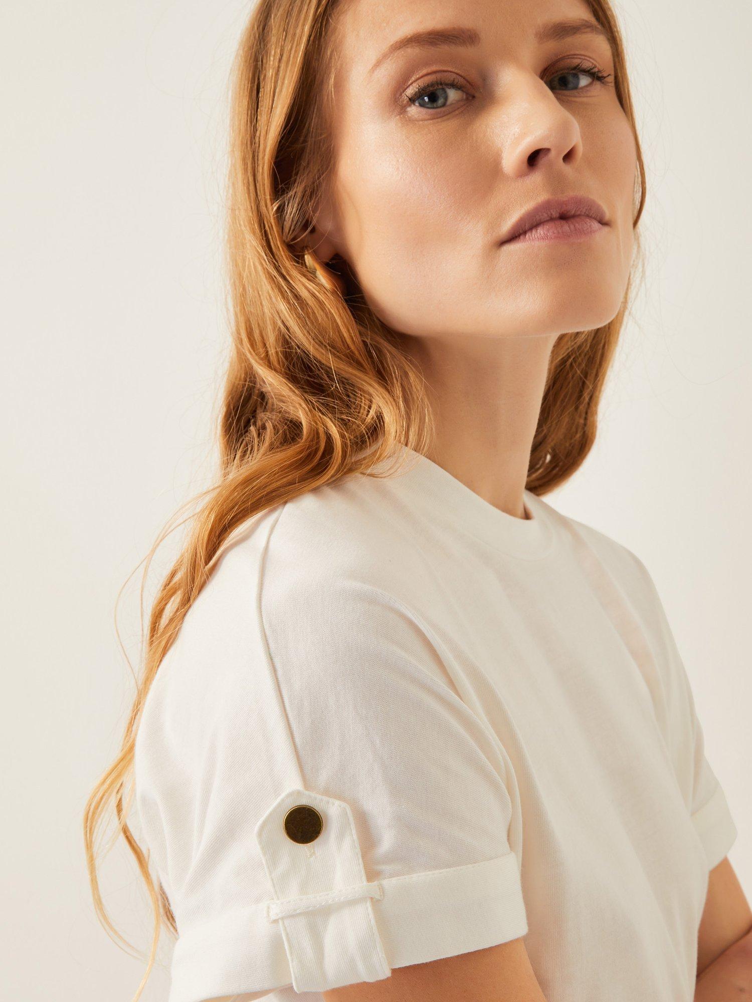 Product image 5 of 5, which shows Monsoon Cali Contrast T-Shirt Midi Dress, Cream/Camel, S