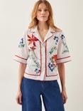 Monsoon Delphi Embroidered Cotton Shirt, White/Multi