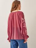 Monsoon Natalia Ruffle Blouse, Pink