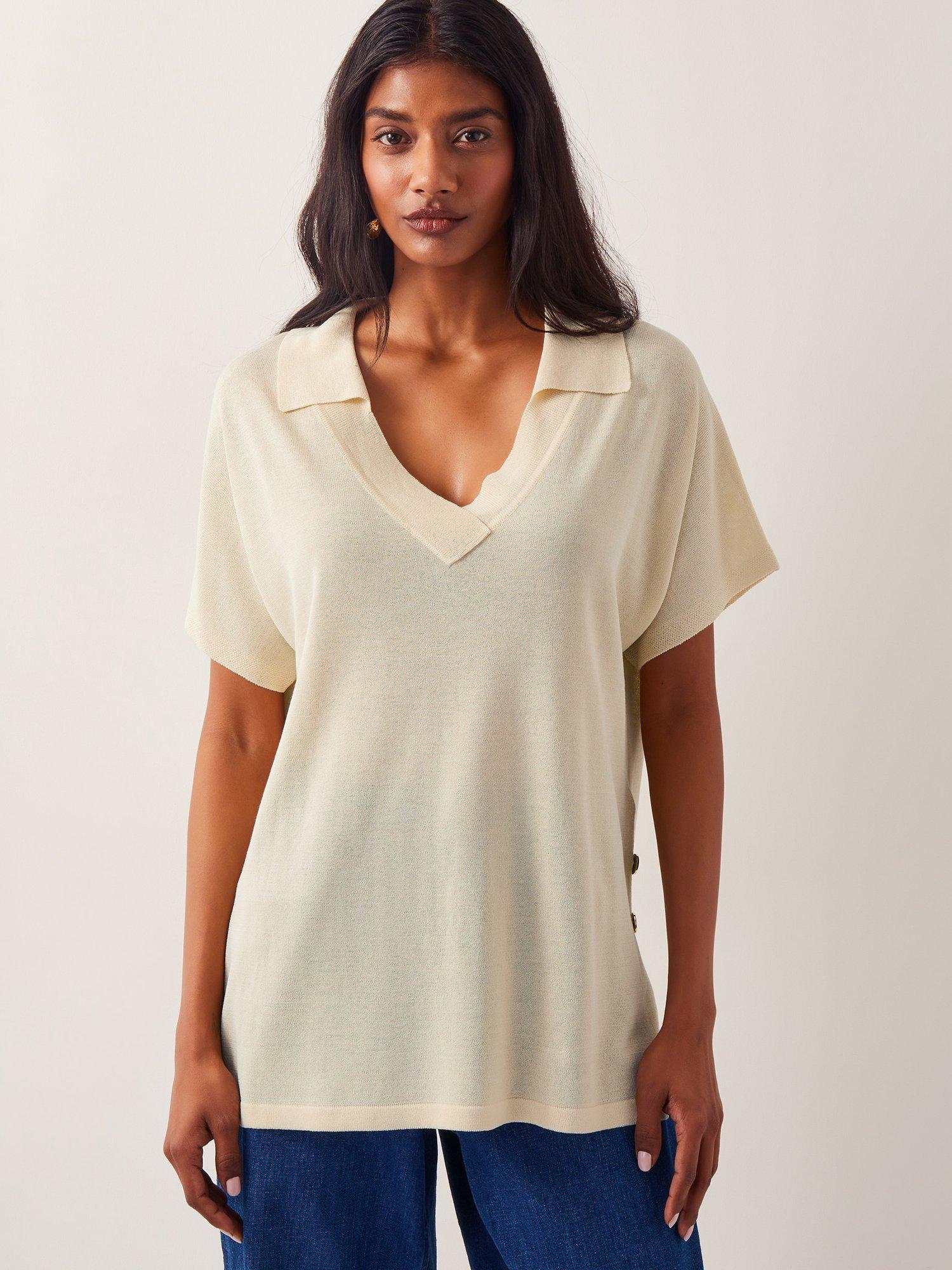Product image 1 of 5, which shows Monsoon Cloe Collar Top, Yellow, S