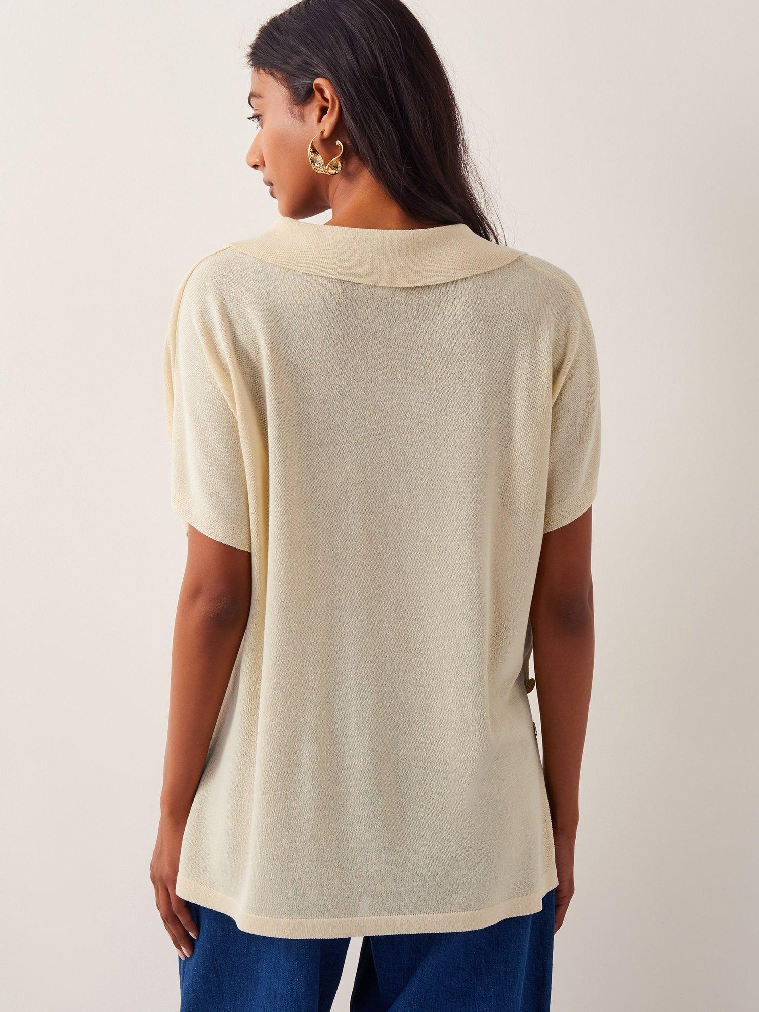 Product image 2 of 5, which shows Monsoon Cloe Collar Top, Yellow, S