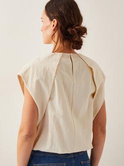 Monsoon Dorit Bubble Hem Top, Cream - view 2, Cream