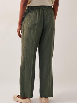 Monsoon Jolie Linen Straight Leg Trousers - view 2, Khaki