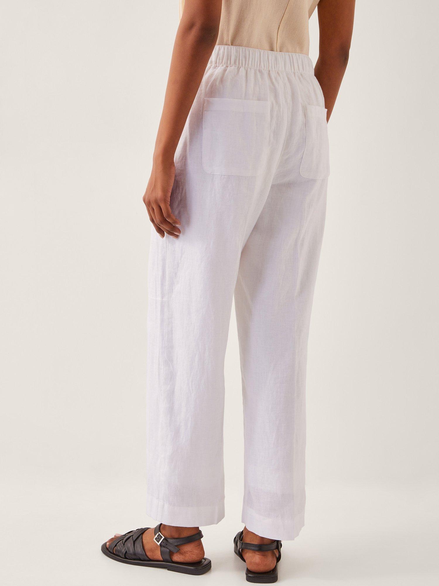 Product image 2 of 4, which shows Monsoon Jolie Linen Trousers, White, S