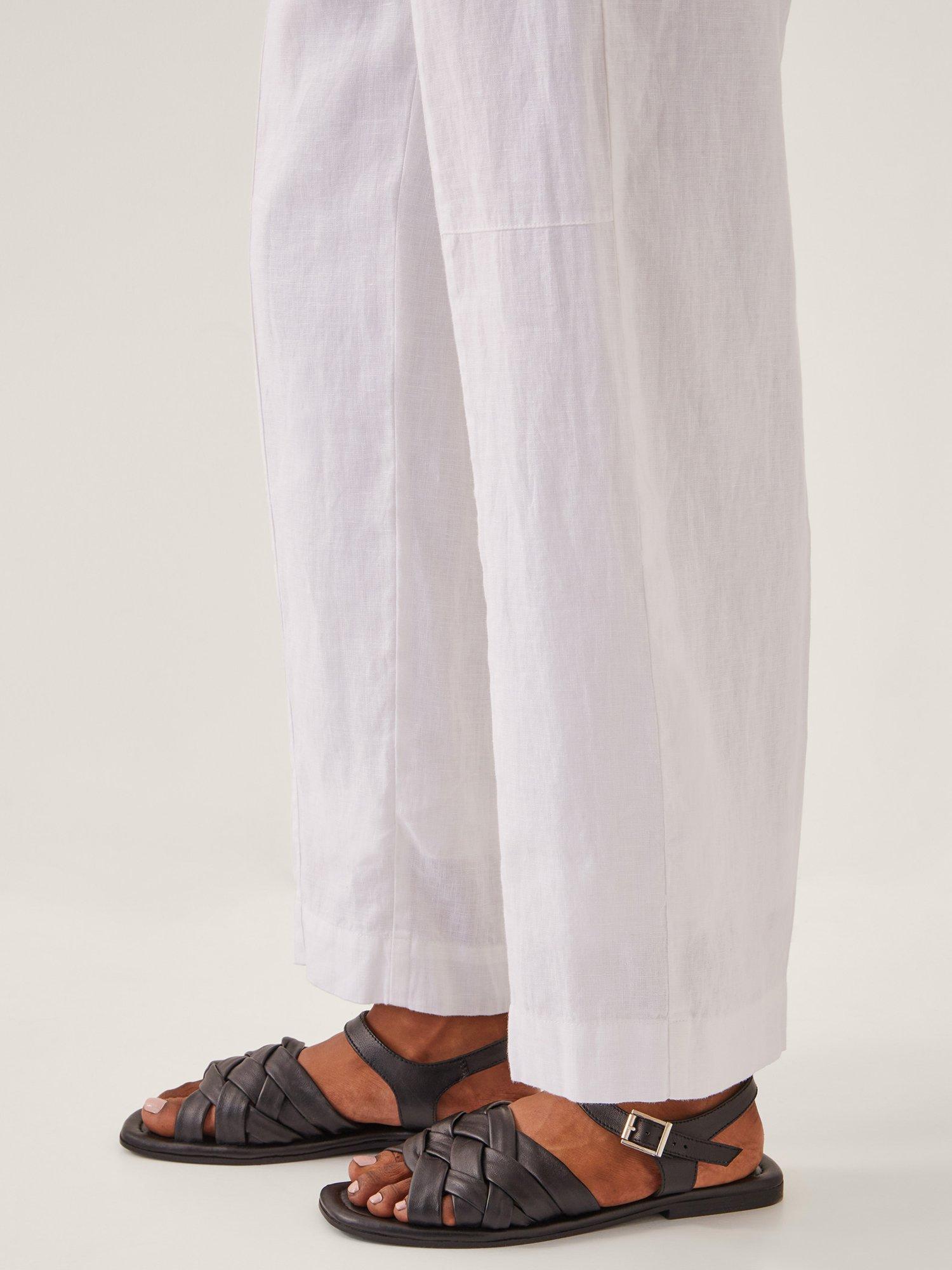 Product image 4 of 4, which shows Monsoon Jolie Linen Trousers, White, S