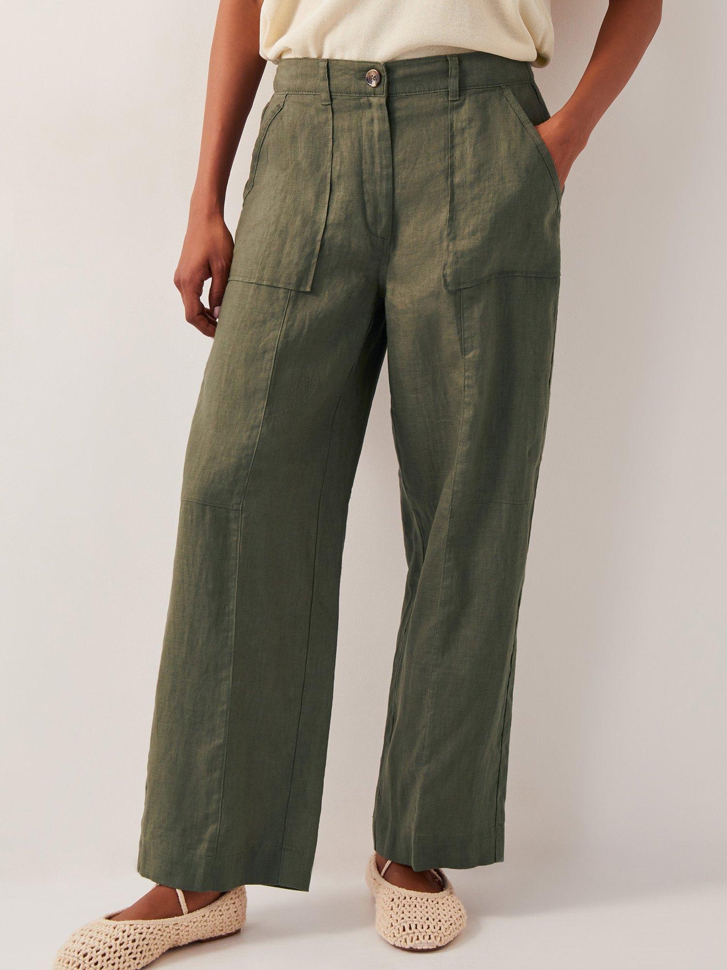 Product image 1 of 4, which shows Monsoon Jolie Linen Short Trousers, Khaki, S