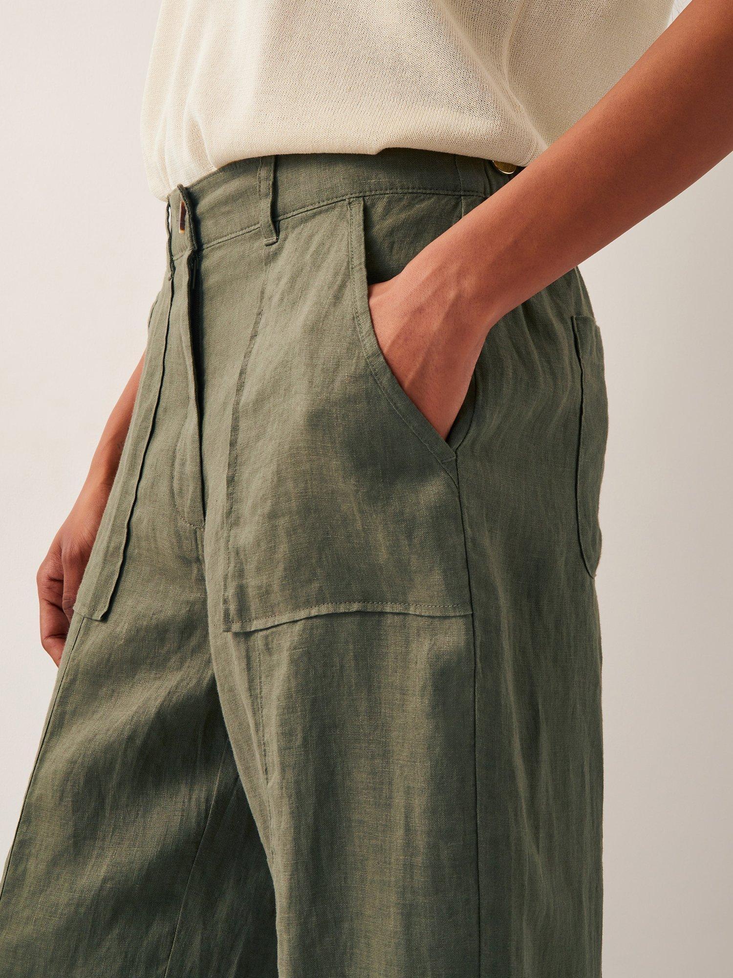 Product image 4 of 4, which shows Monsoon Jolie Linen Short Trousers, Khaki, S