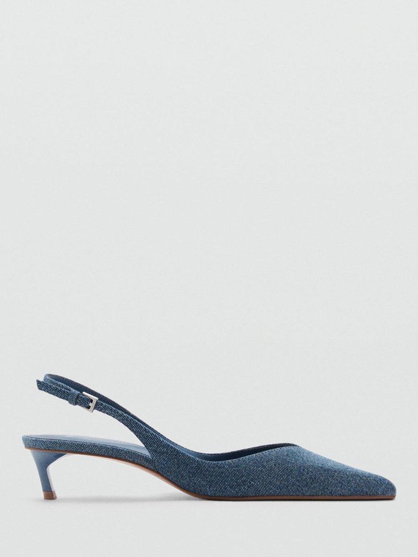 Mango Care High Heel Denim Shoes, Medium Blue