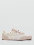 Mango Suede Panel Lace-Up Flat Trainers, White
