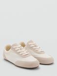 Mango Suede Panel Lace-Up Flat Trainers, White