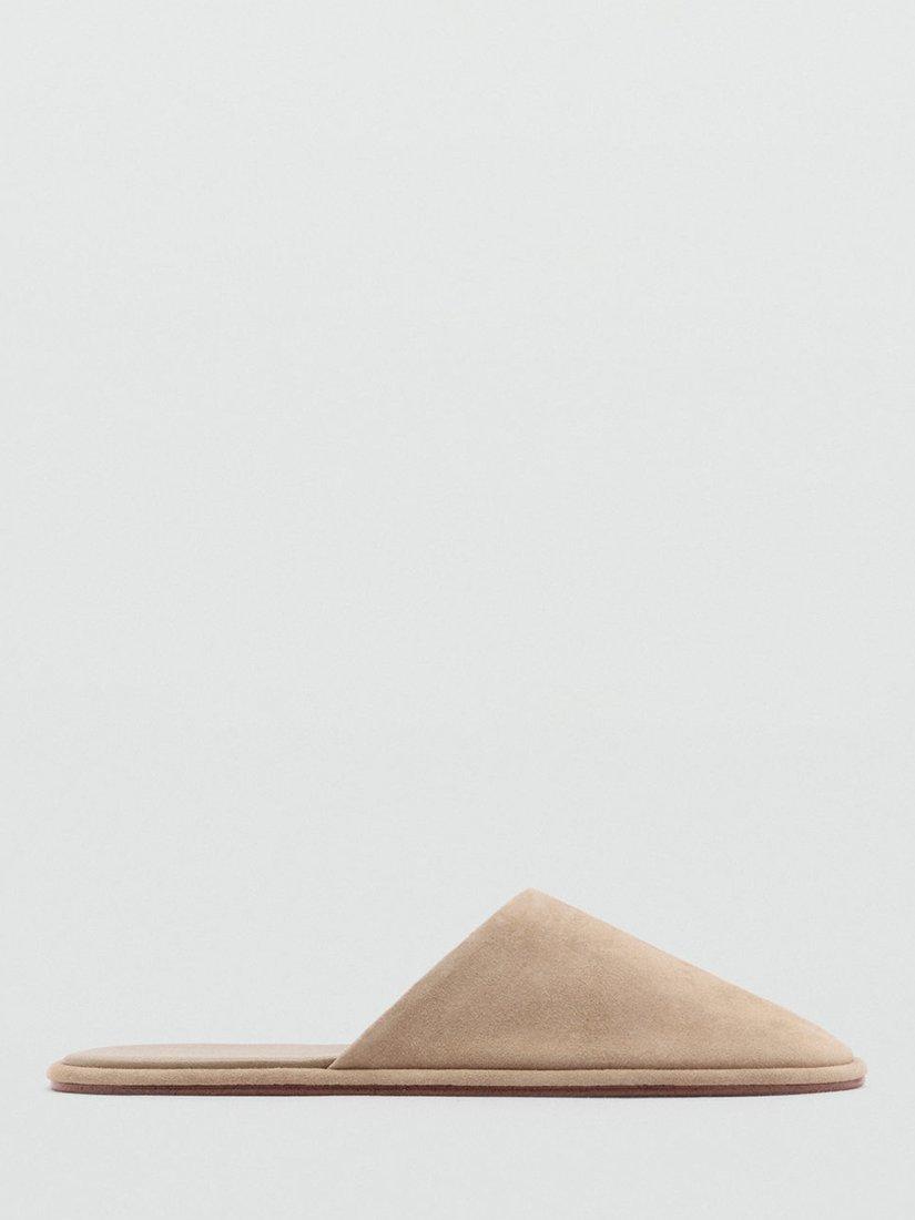 Product image 1 of 4, which shows Mango Gavilan Leather Slip-On Mules, Beige, 4