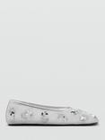 Mango Mel Sequin Embroidered Mesh Ballerina Shoes, Silver