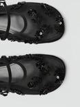 Mango Melchor Sequin Embroidered Strap Mesh Ballet Flats, Black