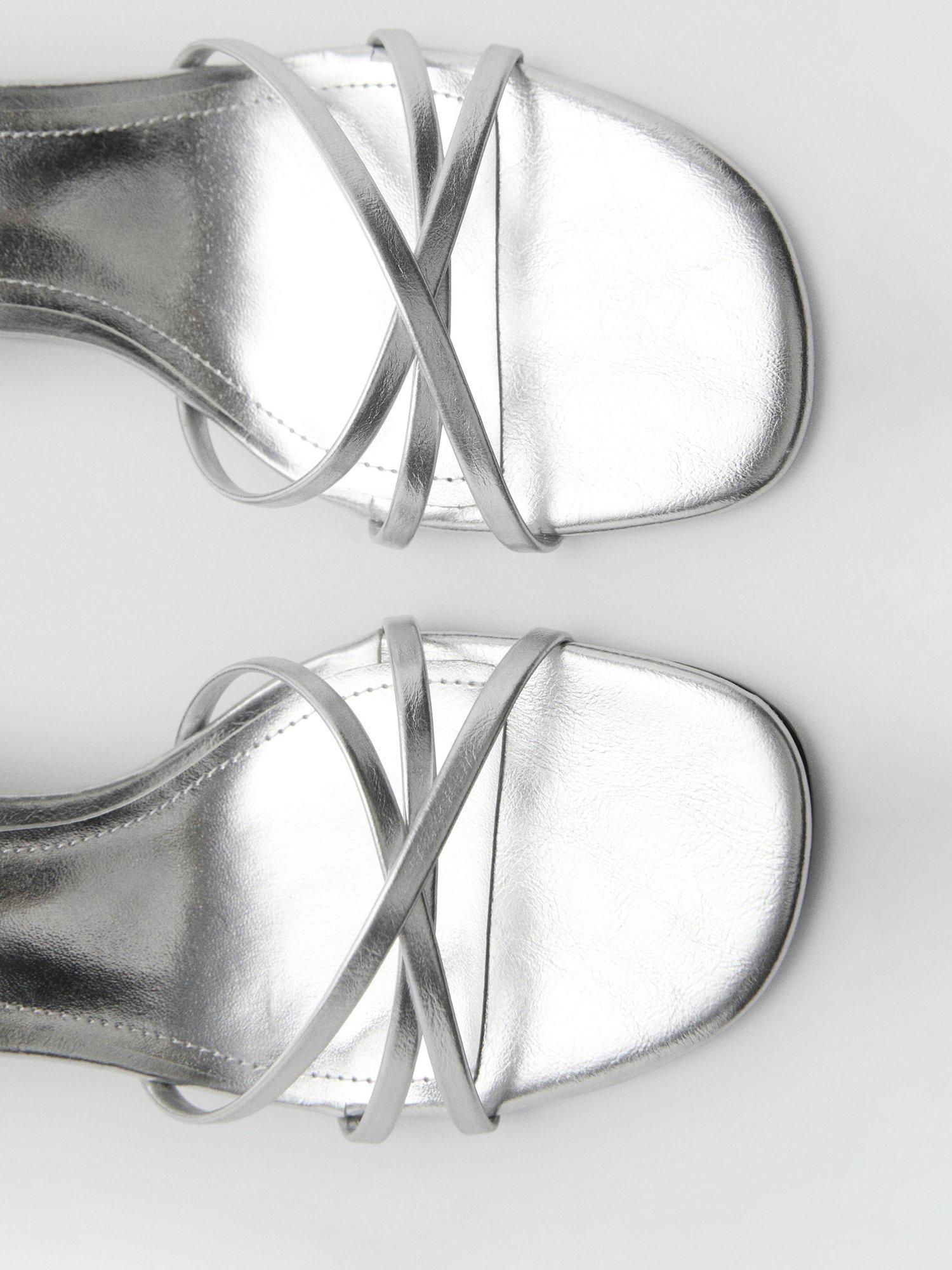 Product image 5 of 5, which shows Mango Beto Block Heel Strappy Sandals, Silver, 2