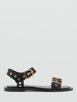 Mango Claudio Eyelet Sandals, Black, Black