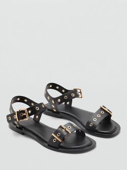 Mango Claudio Eyelet Sandals, Black - view 2, Black