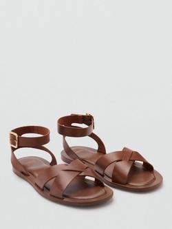 Mango Ice Leather Gladiator Sandals, Medium Brown, Medium Brown