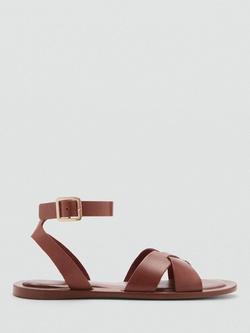 Mango Ice Leather Gladiator Sandals, Medium Brown - view 2, Medium Brown