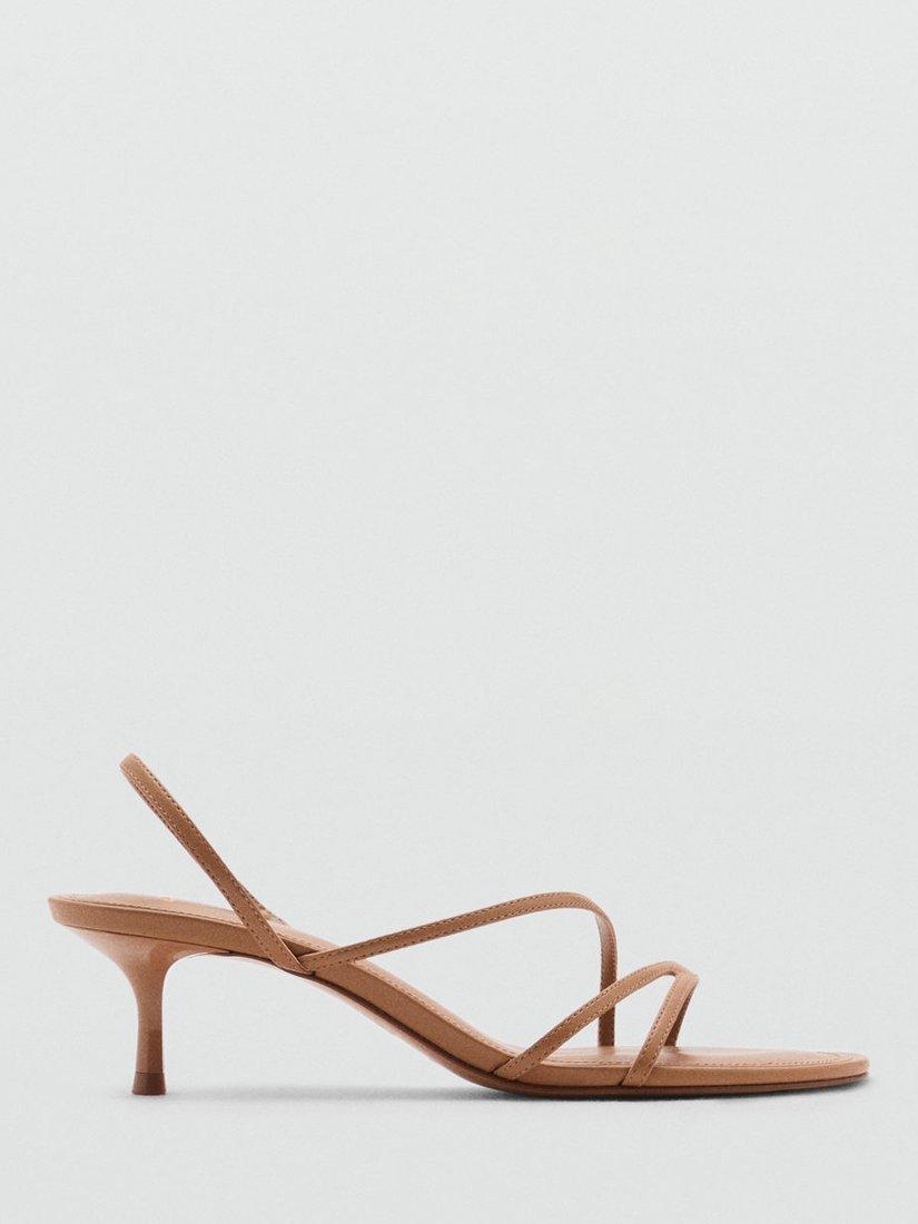 Product image 1 of 5, which shows Mango Marga Strappy Heel Sandals, Camel, 3