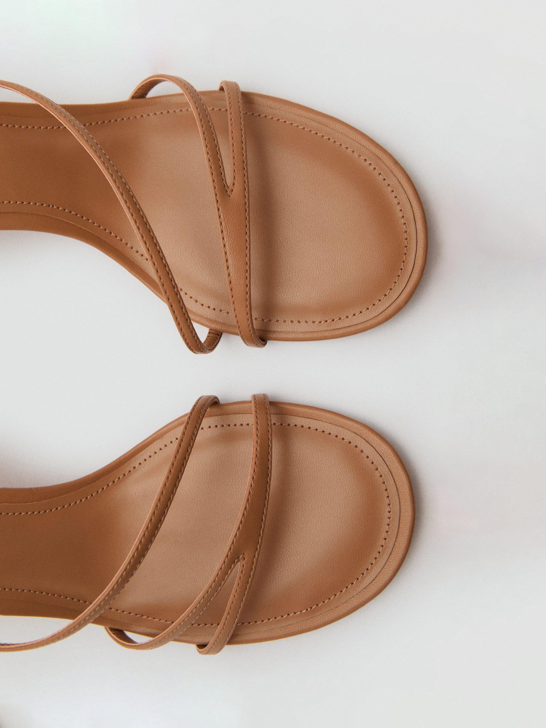 Product image 5 of 5, which shows Mango Marga Strappy Heel Sandals, Camel, 3