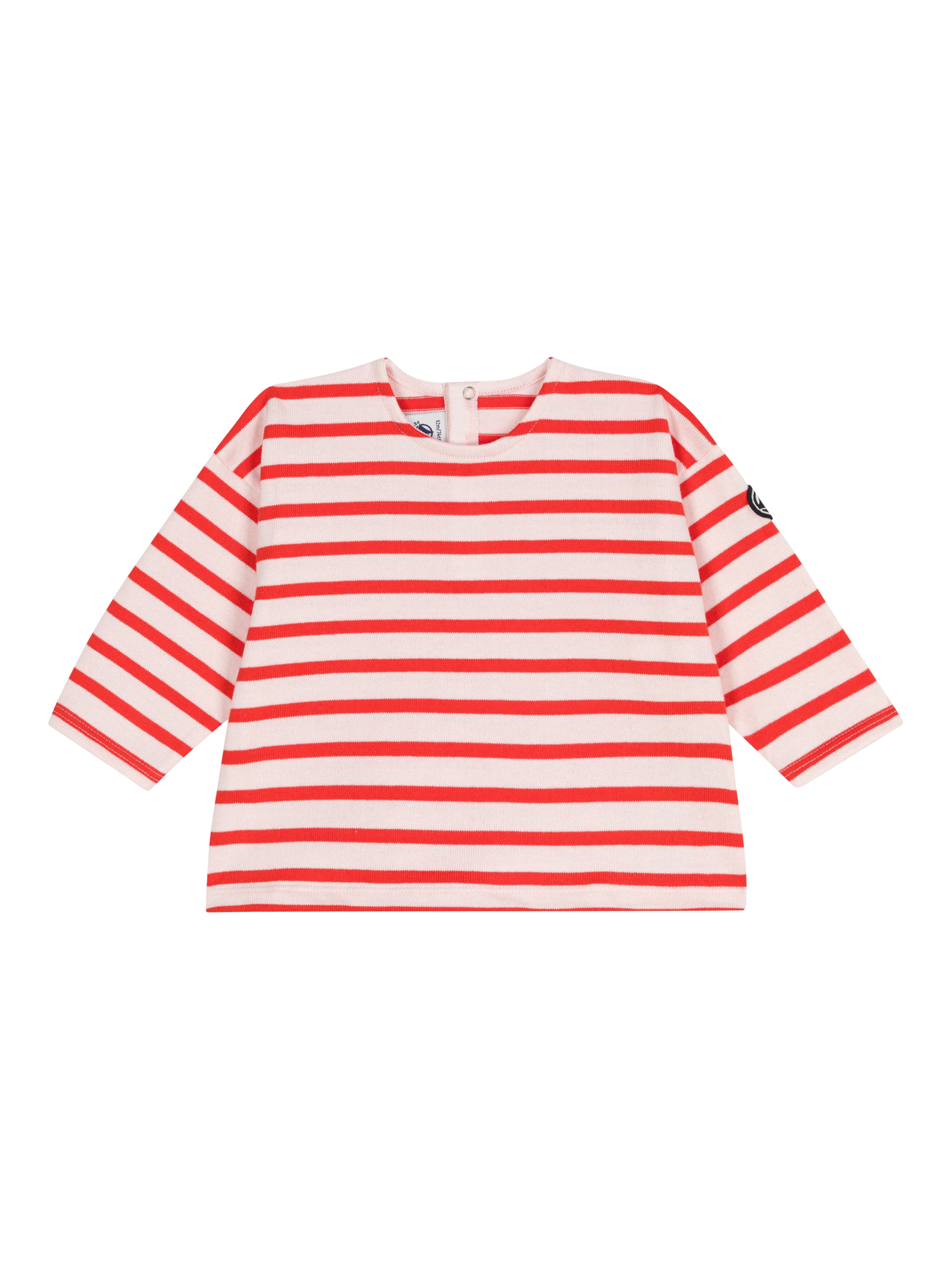 Product image 1 of 3, which shows Petit Bateau Baby Cotton Stripe Sweatshirt, Fleur/Spicy, 3 months