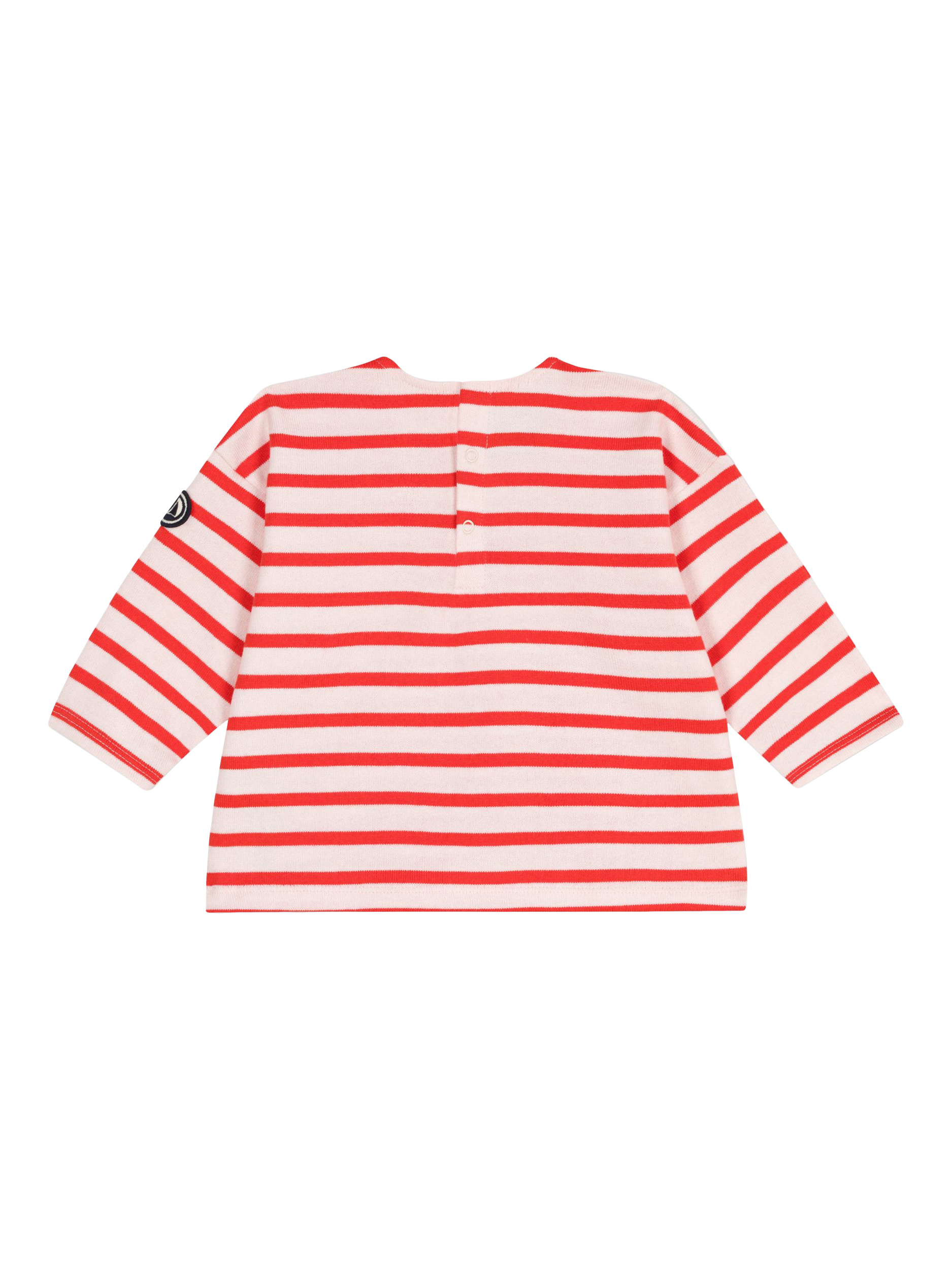 Product image 2 of 3, which shows Petit Bateau Baby Cotton Stripe Sweatshirt, Fleur/Spicy, 3 months