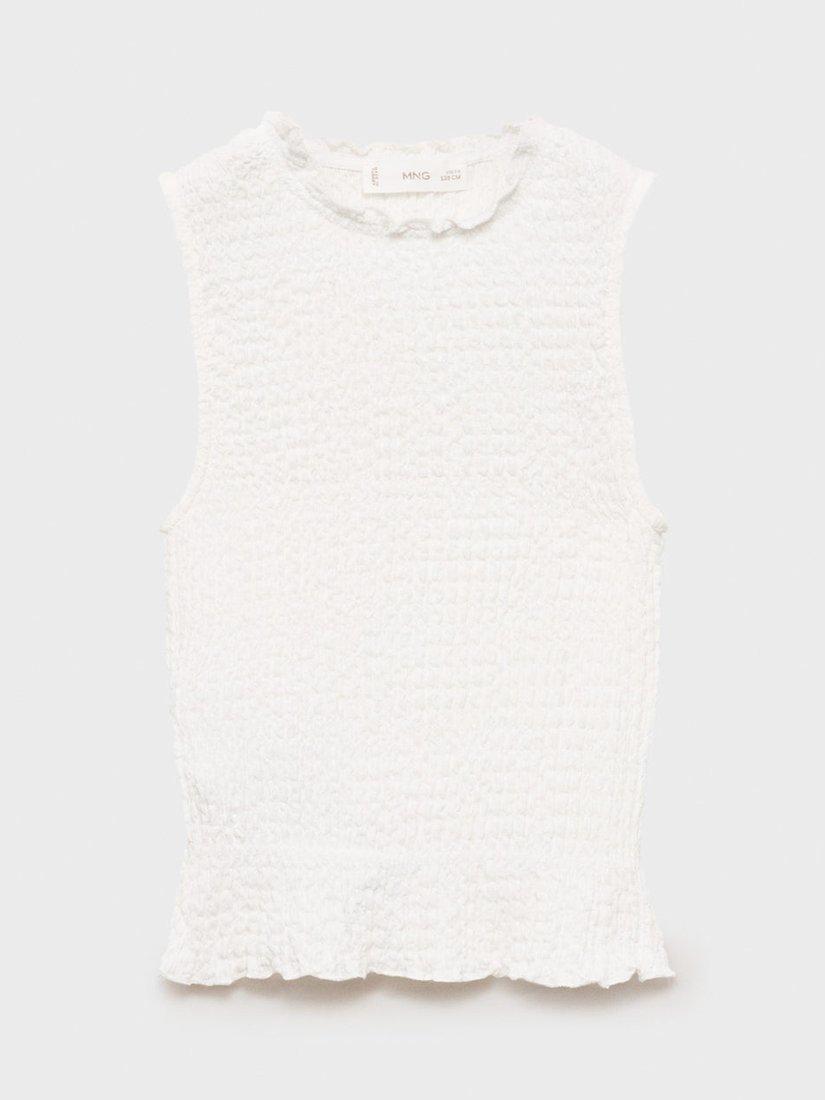 Product image 1 of 4, which shows Mango Kids' Val Sleeveless Ruched Top, Natural White, 5-6 years