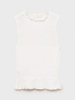 Mango Kids' Val Sleeveless Ruched Top, Natural White
