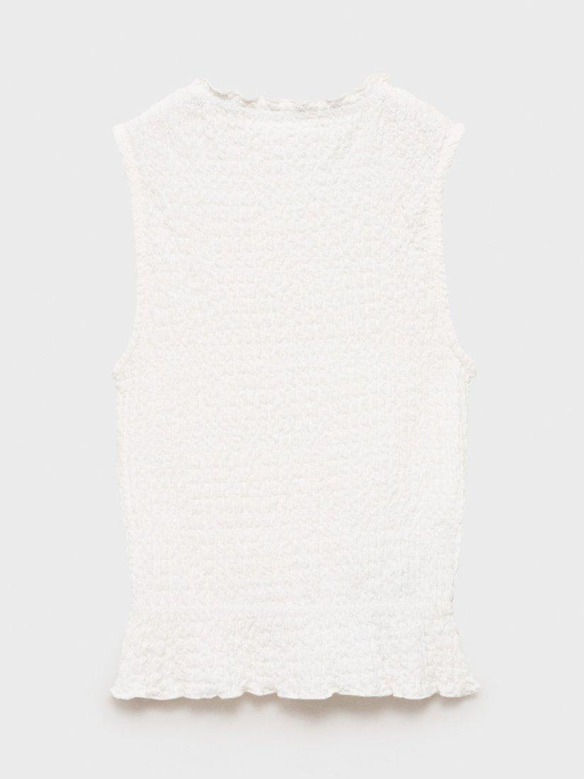Product image 2 of 4, which shows Mango Kids' Val Sleeveless Ruched Top, Natural White, 5-6 years