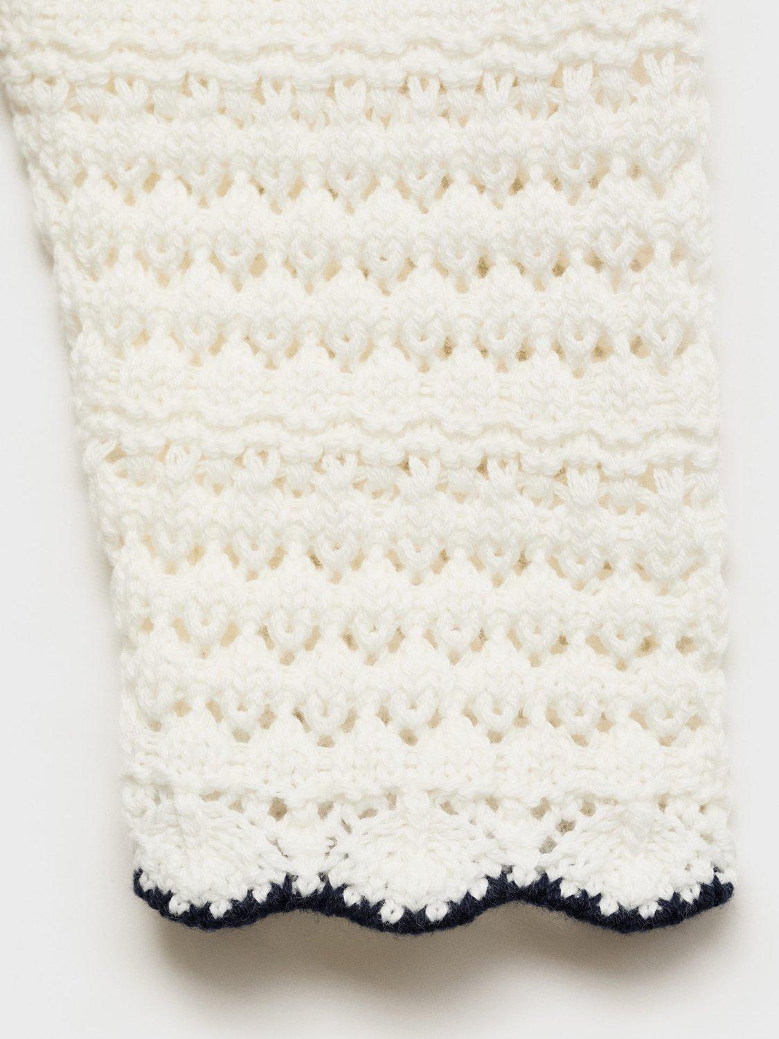 Product image 3 of 4, which shows Mango Kids' Lilia Contrast Trim Cardigan, White, 18-24 months