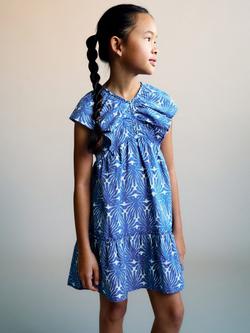 Mango Kids' Lidia Abstract Dress, Medium Blue, Medium Blue