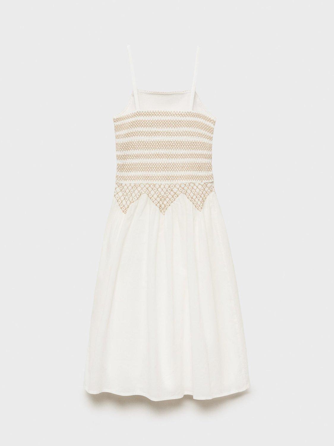 Product image 2 of 4, which shows Mango Kids' Muffin Cotton Flared Summer Dress, White, 7 years