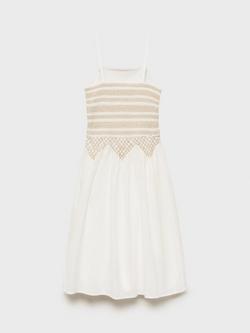 Mango Kids' Muffin Cotton Flared Summer Dress, White - view 2, White