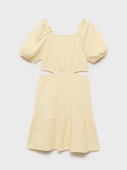 Mango Kids' Pie Puff Sleeve Dress, Yellow, Yellow