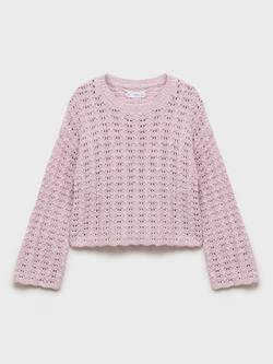 Mango Kids' Aria Open Knit Jumper, Pastel Purple, Pastel Purple