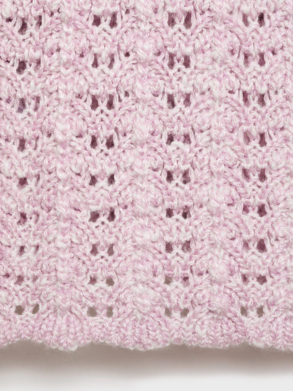 Product image 3 of 4, which shows Mango Kids' Aria Open Knit Jumper, Pastel Purple, 5-6 years