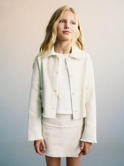 Mango Kids' Nica Cotton Boxy Jacket, Natural White, Natural White