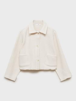 Mango Kids' Nica Cotton Boxy Jacket, Natural White - view 2, Natural White