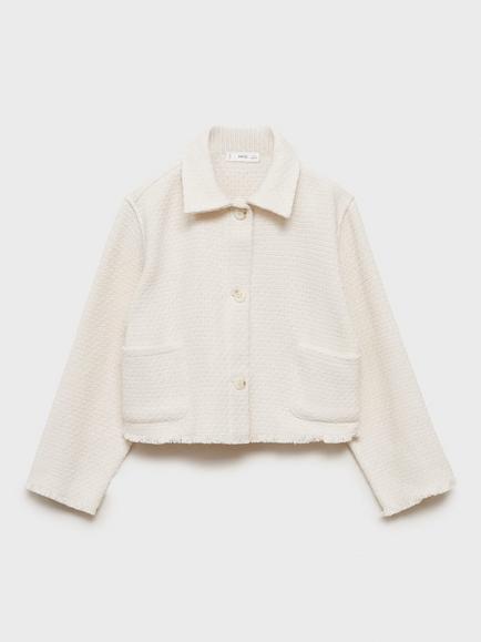 Mango Kids' Nica Cotton Boxy Jacket, Natural White - view 2, Natural White
