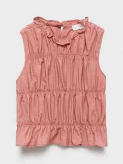Mango Kids' Cupcake Frilly Sleeveless Blouse, Pink, Pink