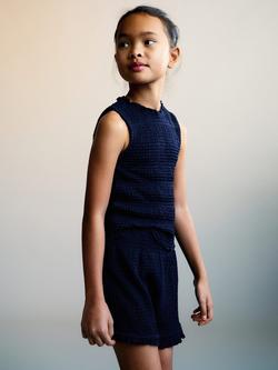 Mango Kids' Val Sleeveless Ruched Top, Navy